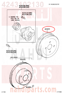 4243102130,DRUM SUB-ASSY, REAR BRAKE,هوب كفر خلفي - نظام هلال