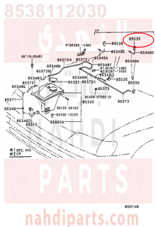 8538112030,NOZZLE SUB-ASSY, WASHER,بخاخ مساحات 