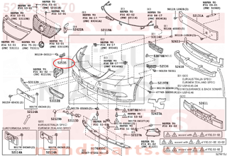 5253550070,RETAINER, FRONT BUMPER SIDE, RH,عظمة صدام يمين 