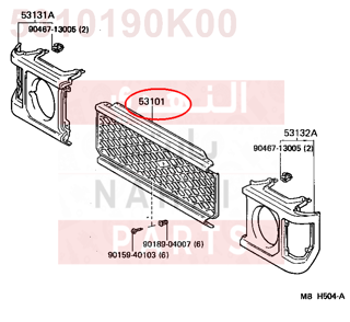 5310190K00,GRILLE SUB-ASSY, RADIATOR,شبك أمامي - شبك كبوت