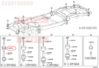 5220160060,CUSHIION SUB-ASSY, CAB MOUNTING, NO.1 UPPER,جلدة  شاس 